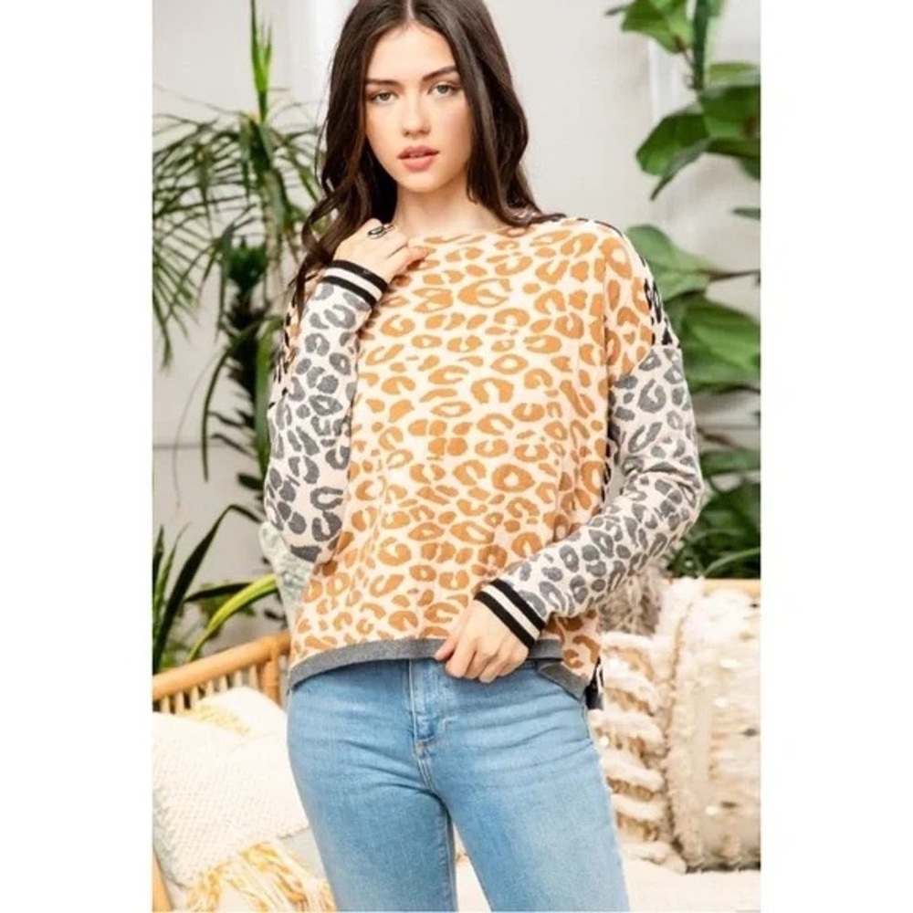 THML Mixed Leopard Print Sweater Size XS